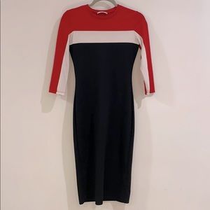 Zara Quarter Sleeve Striped Body-con Dress